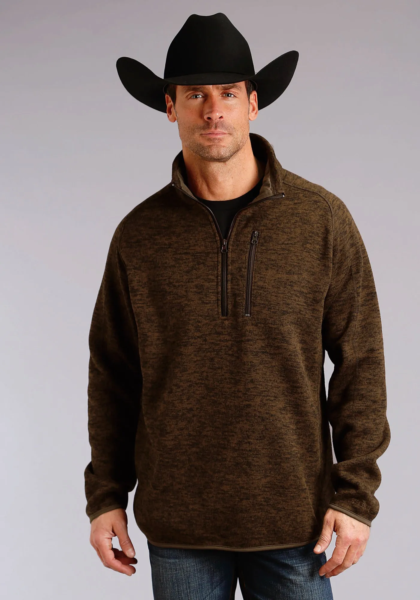 Ventilated Back Panel Stetson Mens Brown Polyester Bonded Pullover Jacket