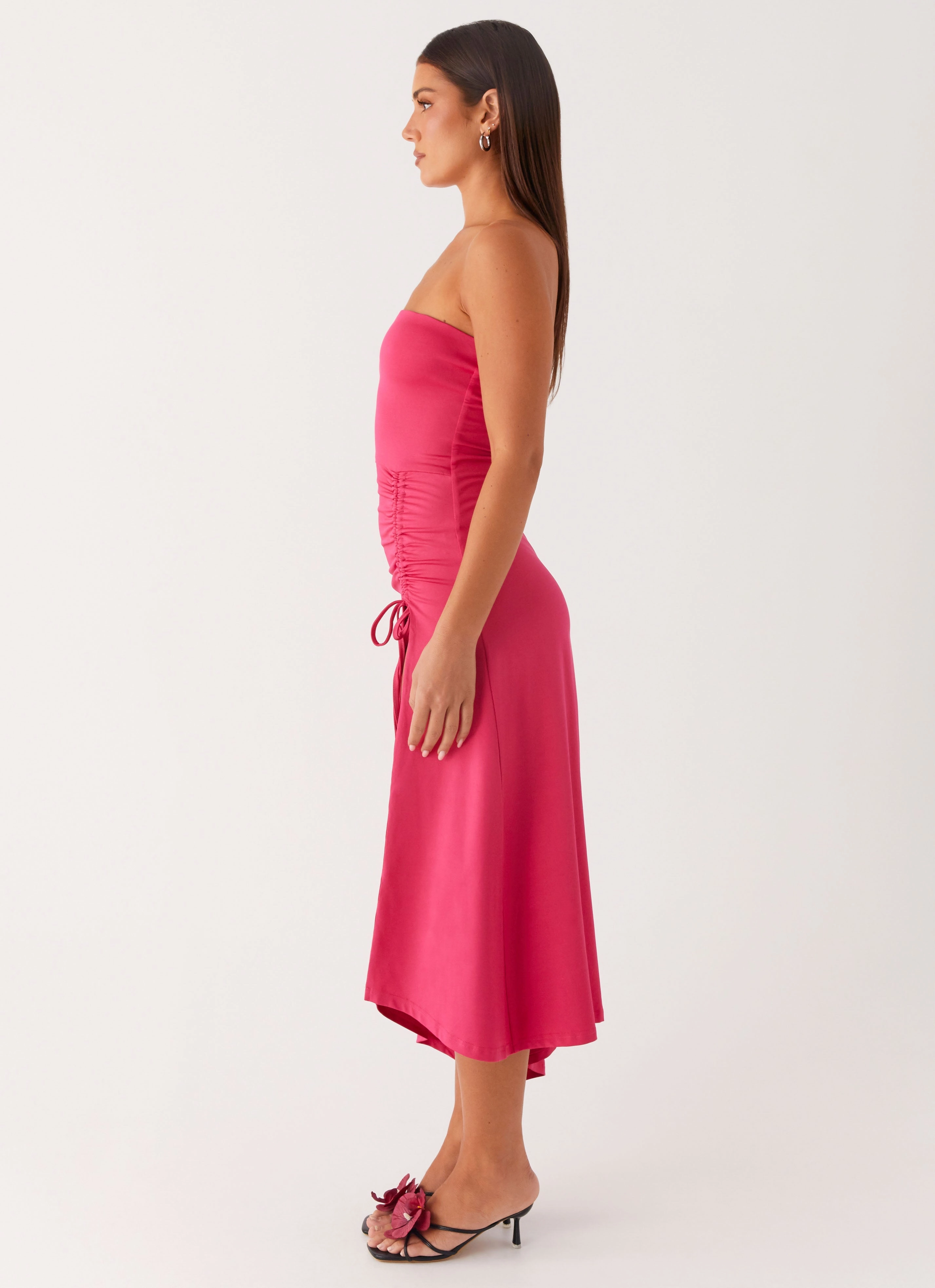 Laoise Midi Dress - Hot Pink Vintage Style Street Elegance