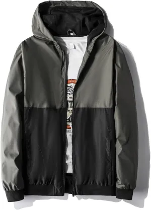 Mywu Lightweight Windbreaker Jacket Men with Mesh Lined for Hiking Travel Water Resistant Men Rain Jacket