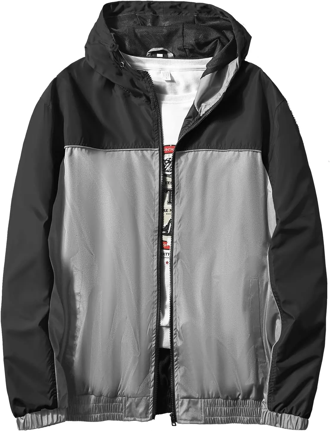 Mywu Lightweight Windbreaker Jacket Men with Mesh Lined for Hiking Travel Water Resistant Men Rain Jacket