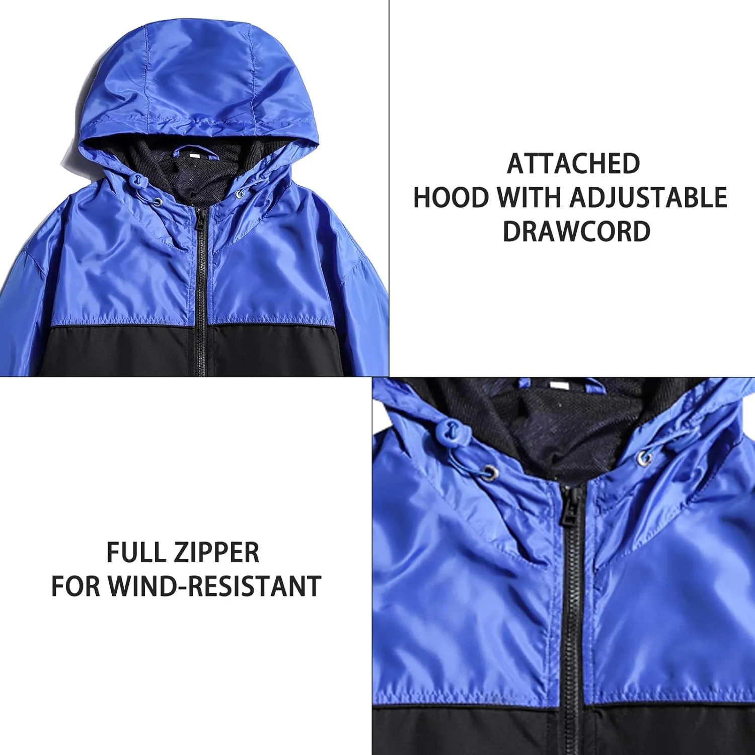 Mywu Lightweight Windbreaker Jacket Men with Mesh Lined for Hiking Travel Water Resistant Men Rain Jacket