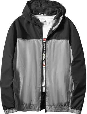 Mywu Lightweight Windbreaker Jacket Men with Mesh Lined for Hiking Travel Water Resistant Men Rain Jacket