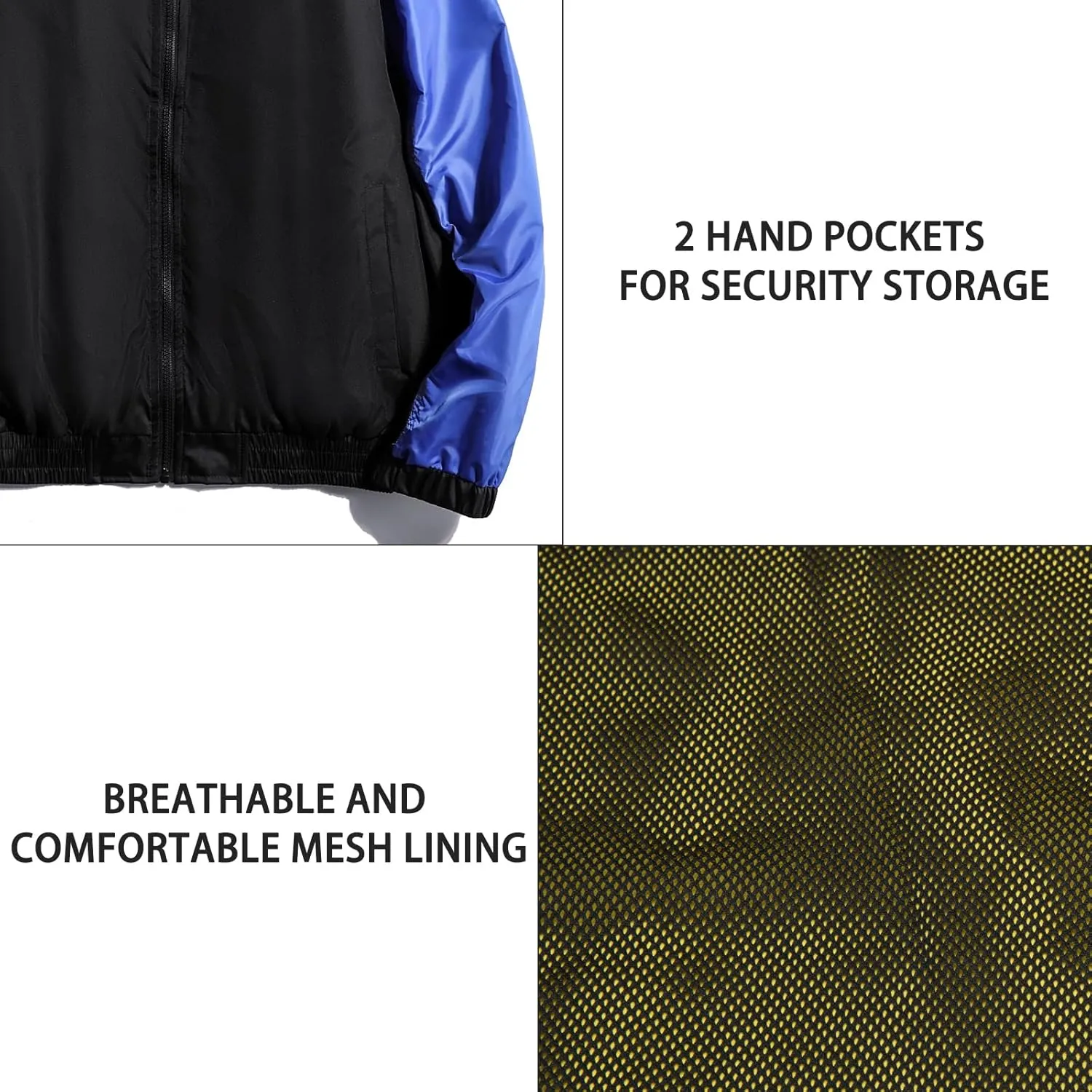 Mywu Lightweight Windbreaker Jacket Men with Mesh Lined for Hiking Travel Water Resistant Men Rain Jacket