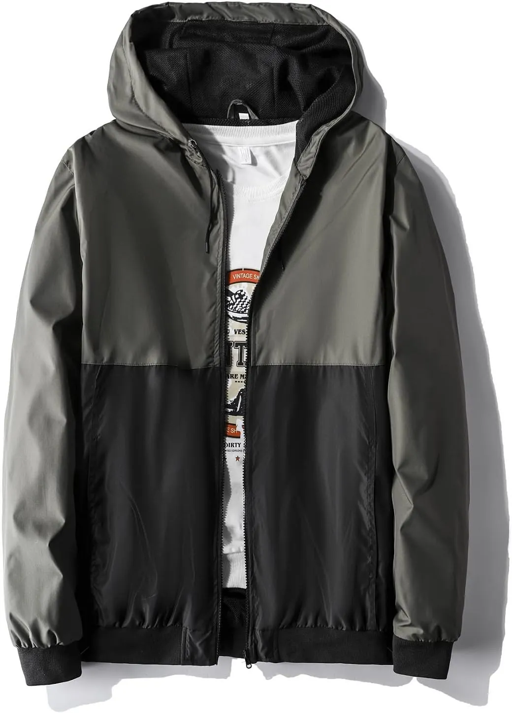 Mywu Lightweight Windbreaker Jacket Men with Mesh Lined for Hiking Travel Water Resistant Men Rain Jacket