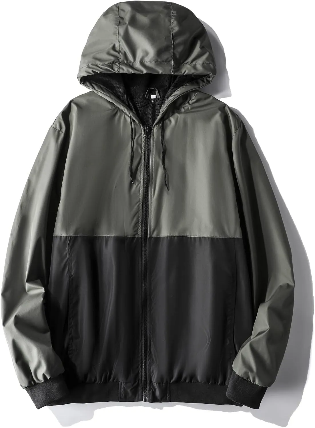 Mywu Lightweight Windbreaker Jacket Men with Mesh Lined for Hiking Travel Water Resistant Men Rain Jacket