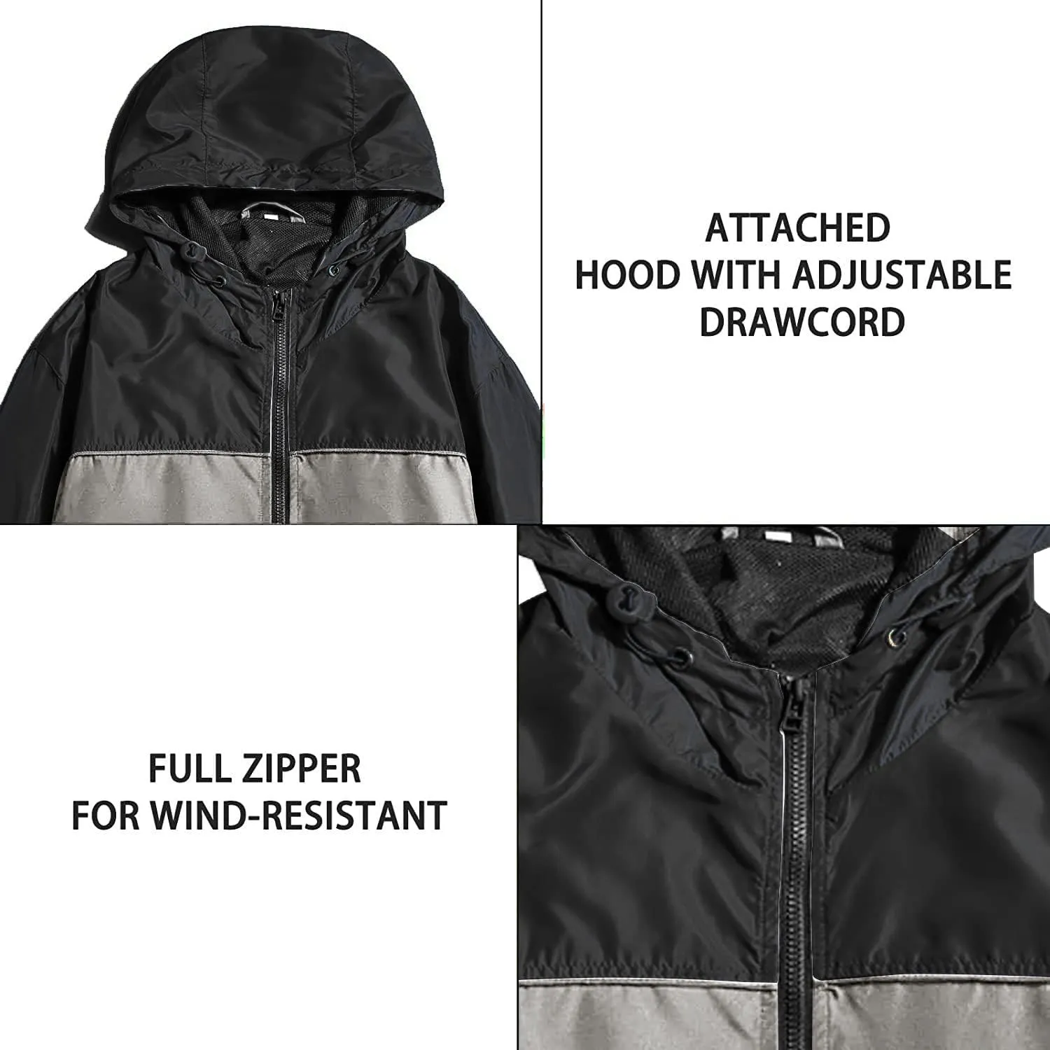 Mywu Lightweight Windbreaker Jacket Men with Mesh Lined for Hiking Travel Water Resistant Men Rain Jacket
