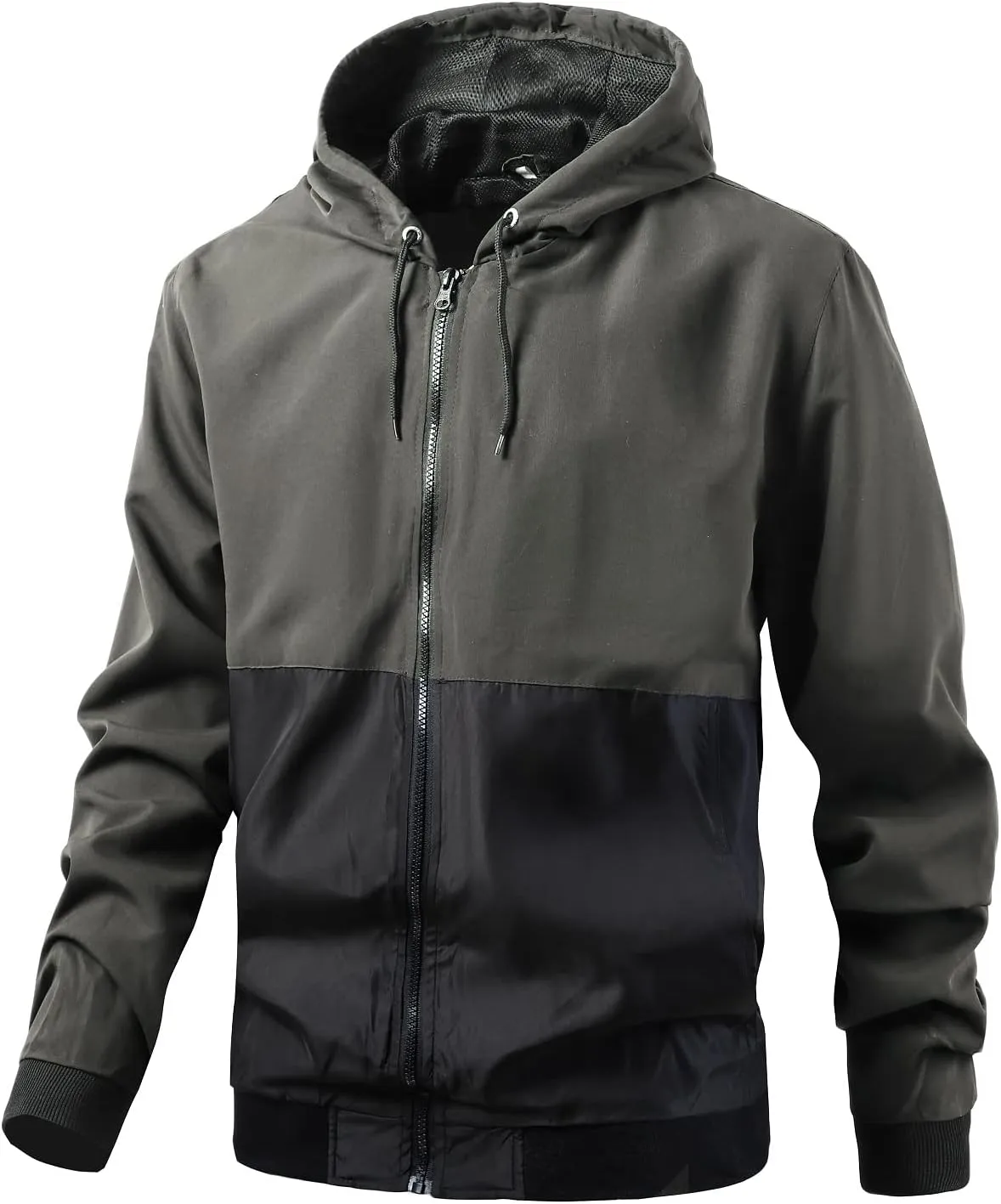 Mywu Lightweight Windbreaker Jacket Men with Mesh Lined for Hiking Travel Water Resistant Men Rain Jacket