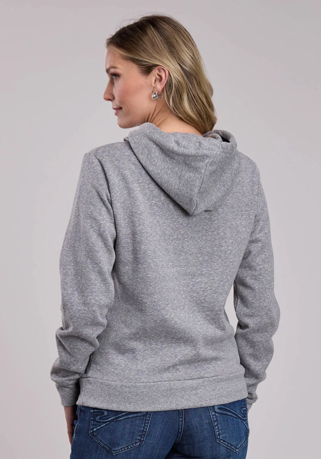 Style Blend Stetson Womens Light Blue Script Logo Grey Cotton Blend Hoodie