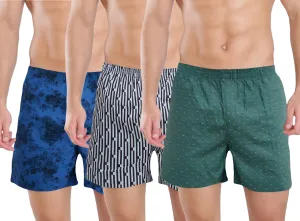 Navy Brown Green Printed Boxers Combo
