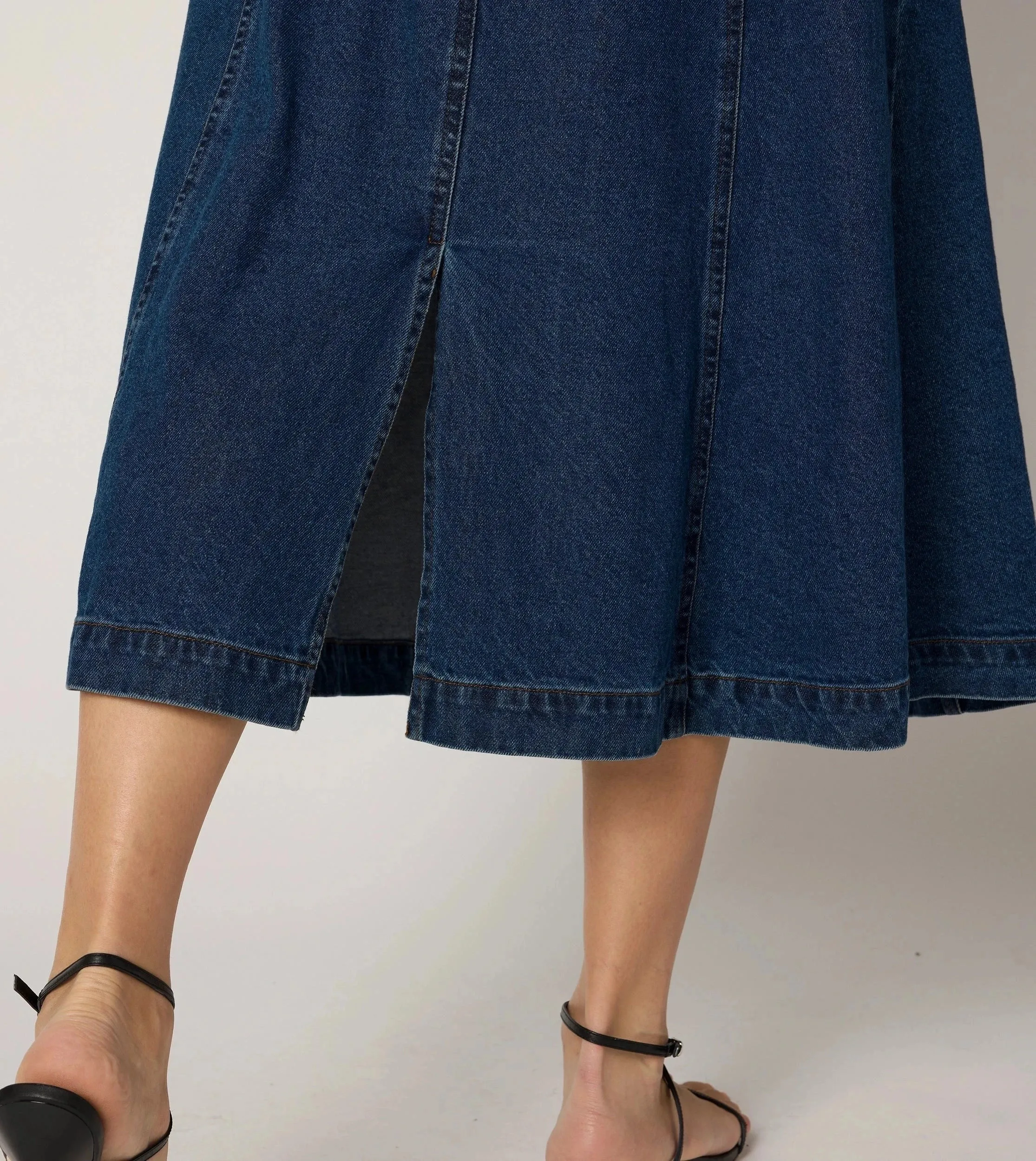 Elegant Waist Fit perfect for events Naya Midi Dress | Denim