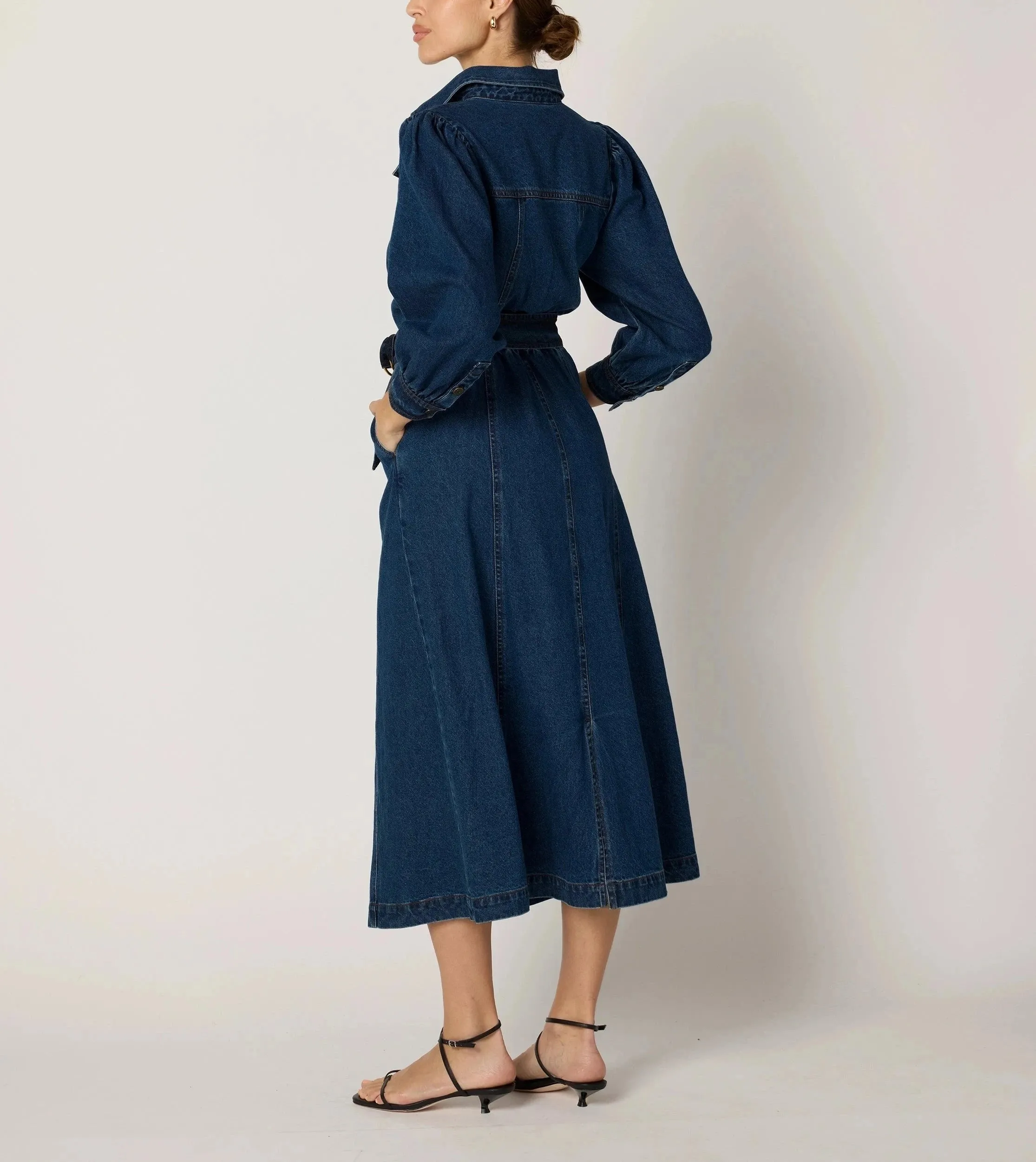 Flattering and Effortless Smart Silhouette Naya Midi Dress | Denim