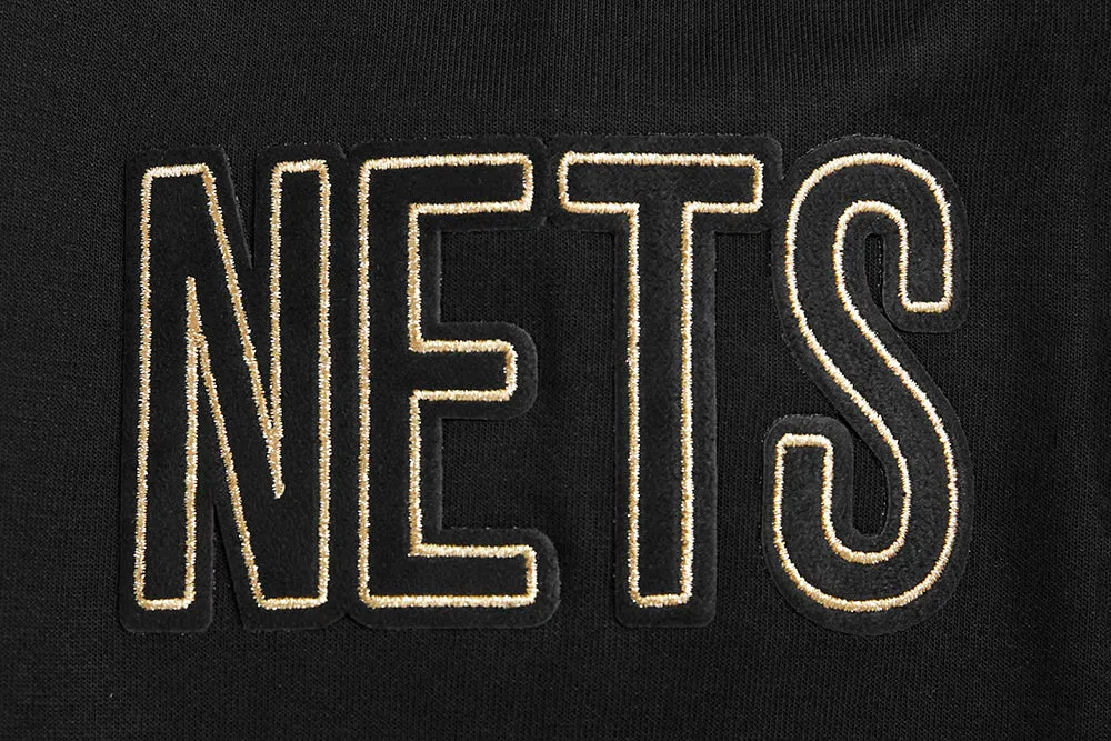 NBA BROOKLYN NETS BLACK & GOLD DK MEN'S FZ PO HOODIE (BLACK)