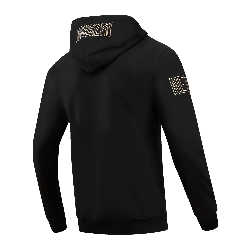 NBA BROOKLYN NETS BLACK & GOLD DK MEN'S FZ PO HOODIE (BLACK)