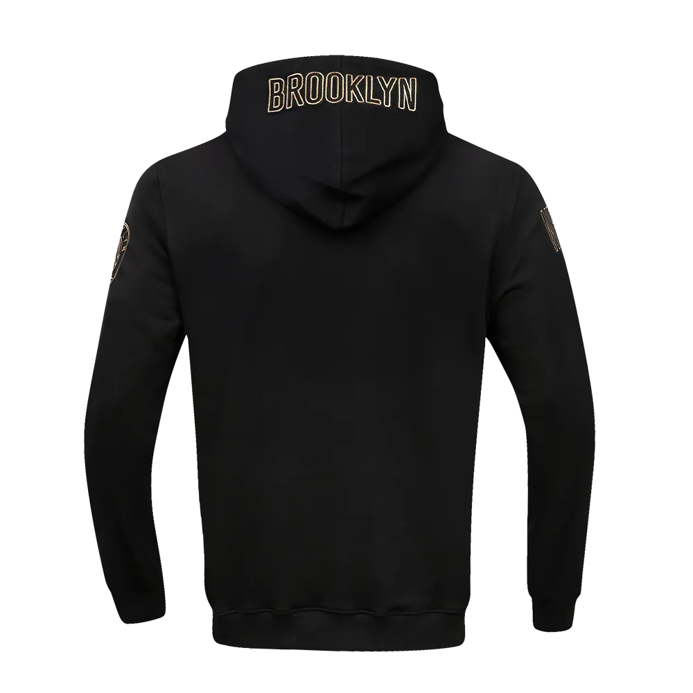 NBA BROOKLYN NETS BLACK & GOLD DK MEN'S FZ PO HOODIE (BLACK)