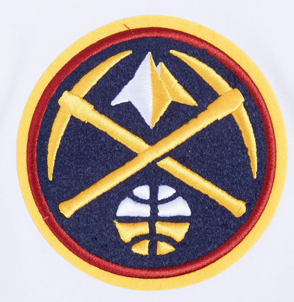 NBA DENVER NUGGETS CLASSIC CHENILLE MEN'S DK FZ PO HOODIE (WHITE)