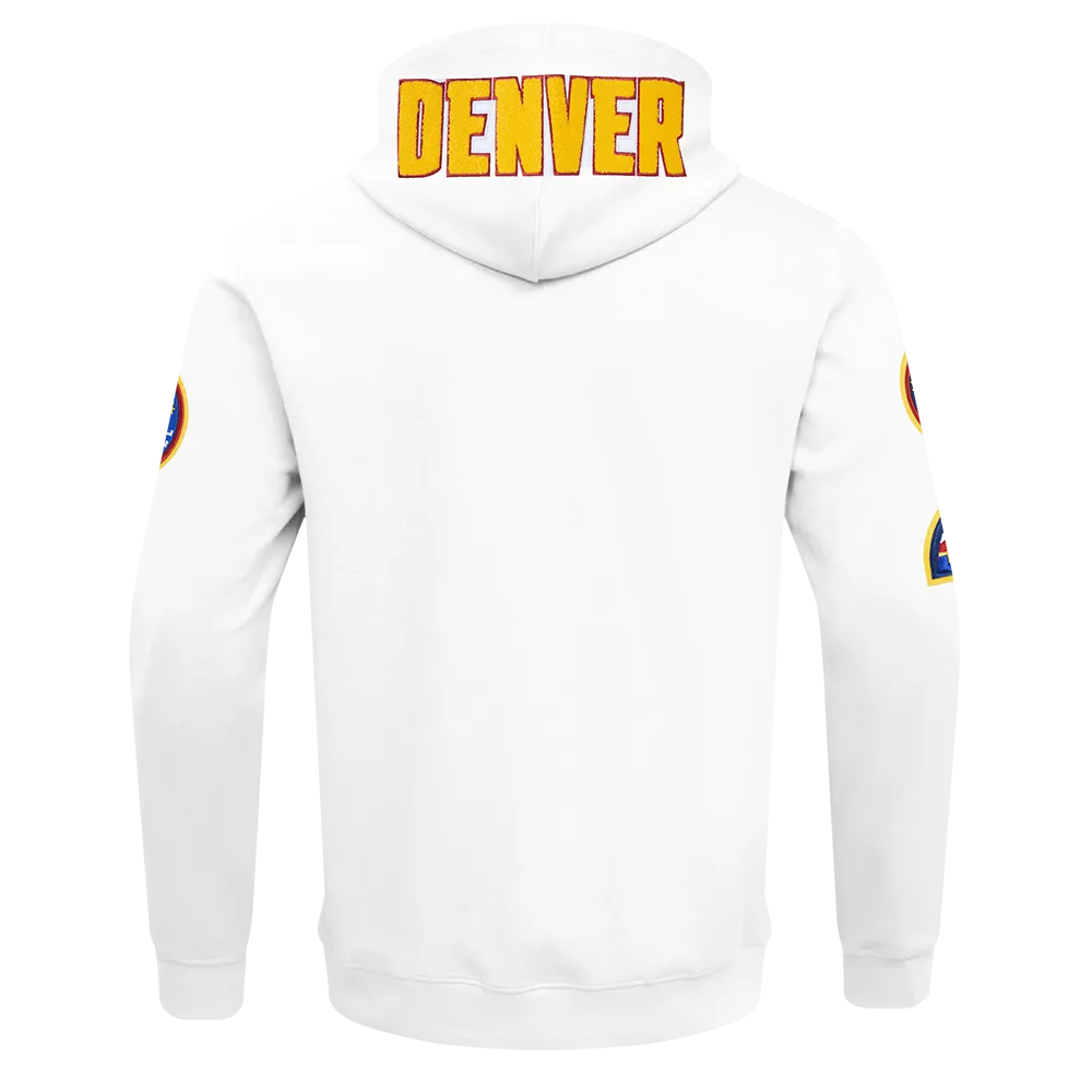 NBA DENVER NUGGETS CLASSIC CHENILLE MEN'S DK FZ PO HOODIE (WHITE)