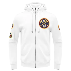 NBA DENVER NUGGETS CLASSIC CHENILLE MEN'S DK FZ PO HOODIE (WHITE)