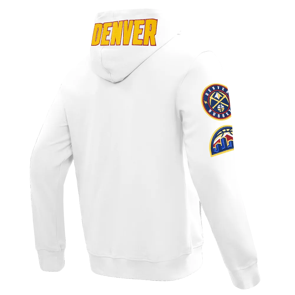 NBA DENVER NUGGETS CLASSIC CHENILLE MEN'S DK FZ PO HOODIE (WHITE)