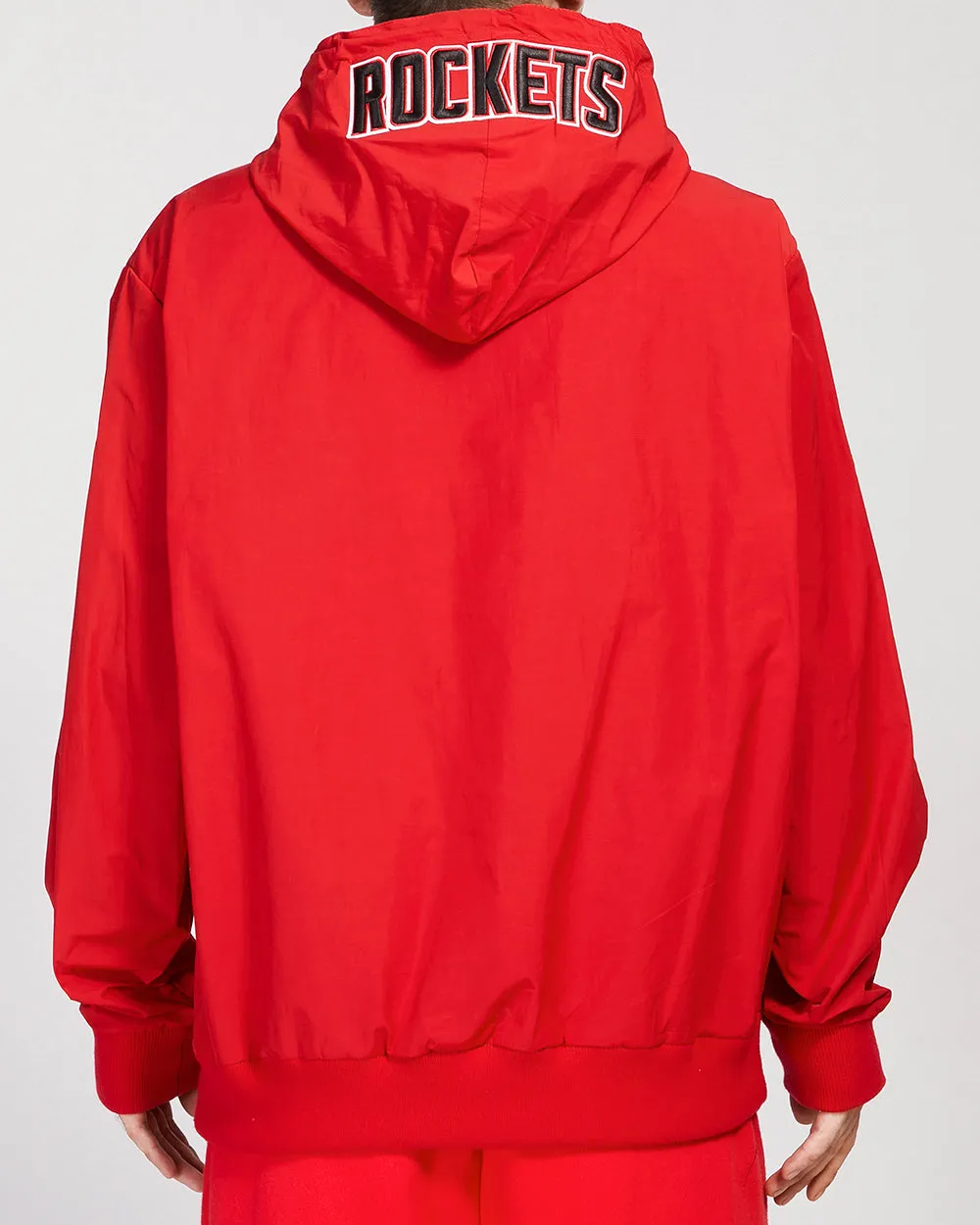 NBA HOUSTON ROCKETS HYBRID MEN'S WOVEN FZ PO HOODIE (RED)