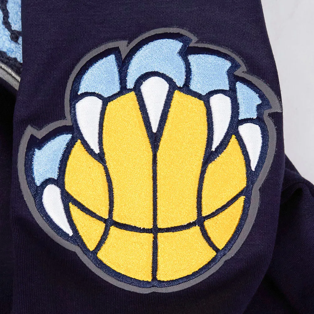 NBA MEMPHIS GRIZZLIES CLASSIC CHENILLE MEN'S FZ DK PO HOODIE (MIDNIGHT NAVY)