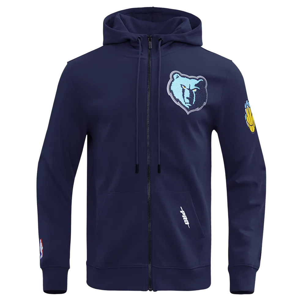 NBA MEMPHIS GRIZZLIES CLASSIC CHENILLE MEN'S FZ DK PO HOODIE (MIDNIGHT NAVY)
