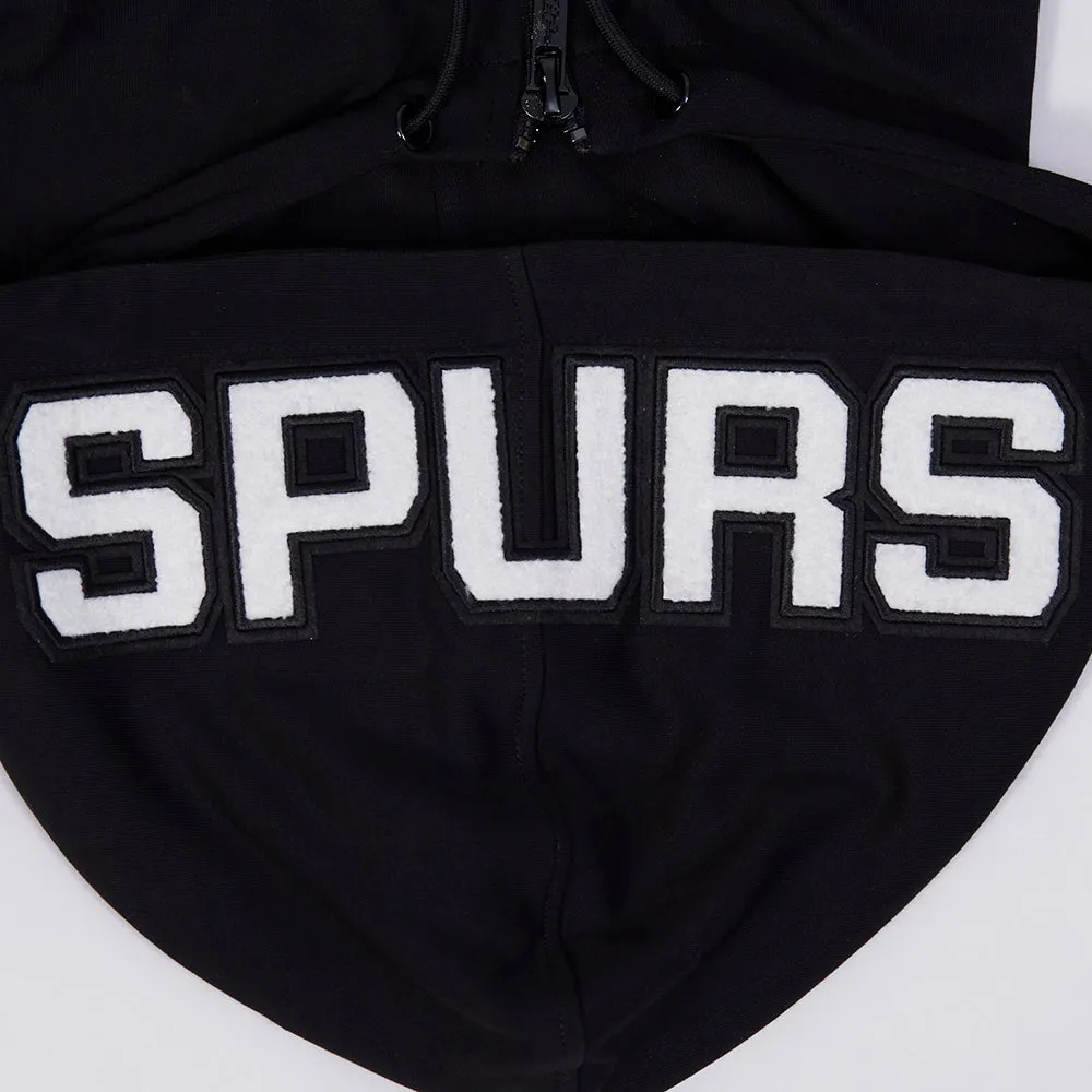 NBA SAN ANTONIO SPURS CLASSIC CHENILLE MEN'S DK FZ PO HOODIE (BLACK)