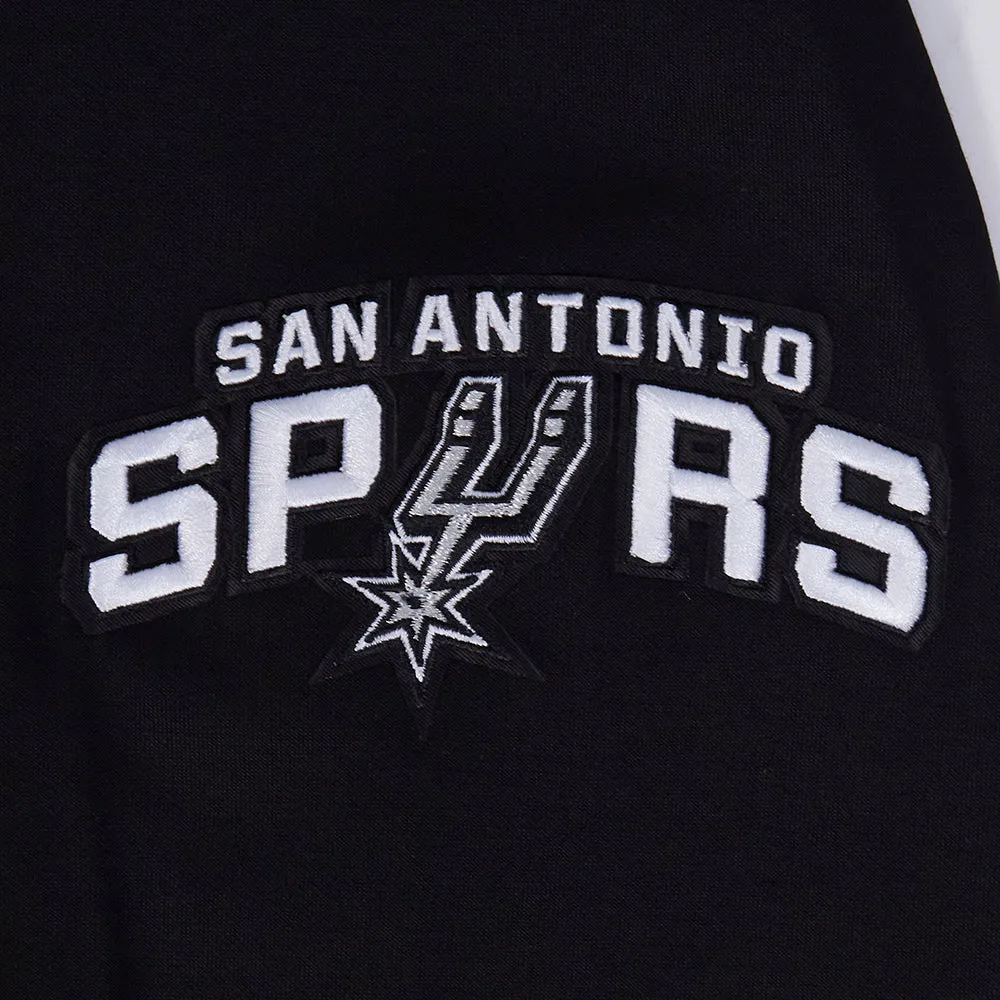 NBA SAN ANTONIO SPURS CLASSIC CHENILLE MEN'S DK FZ PO HOODIE (BLACK)