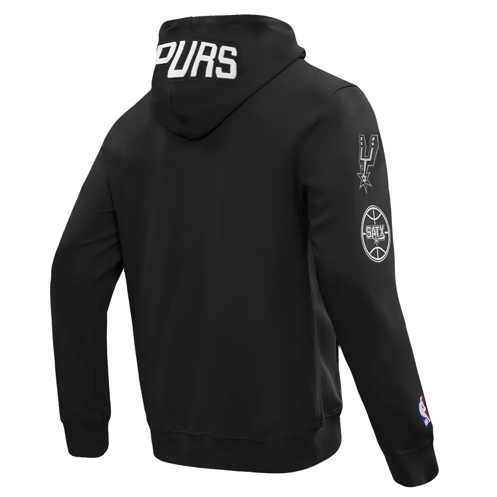 NBA SAN ANTONIO SPURS CLASSIC CHENILLE MEN'S DK FZ PO HOODIE (BLACK)