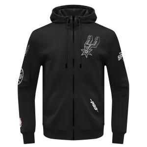 NBA SAN ANTONIO SPURS CLASSIC CHENILLE MEN'S DK FZ PO HOODIE (BLACK)