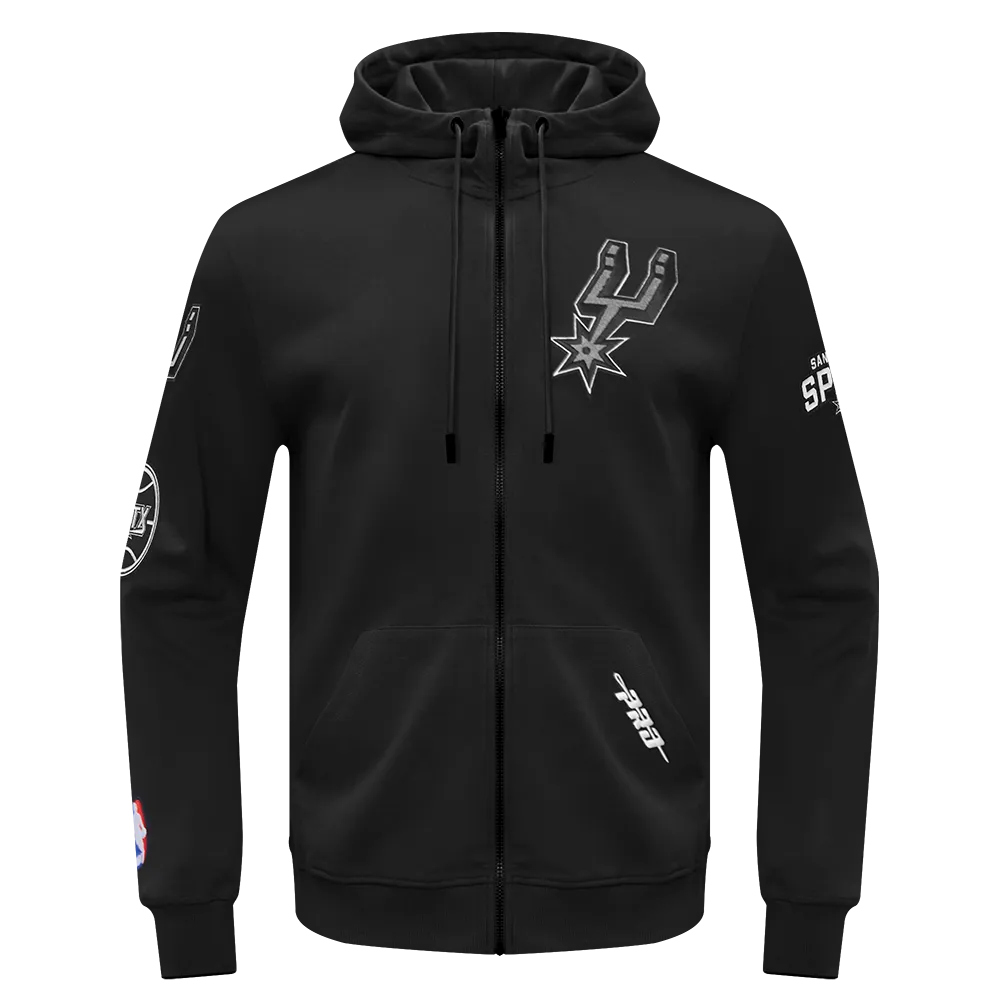 NBA SAN ANTONIO SPURS CLASSIC CHENILLE MEN'S DK FZ PO HOODIE (BLACK)