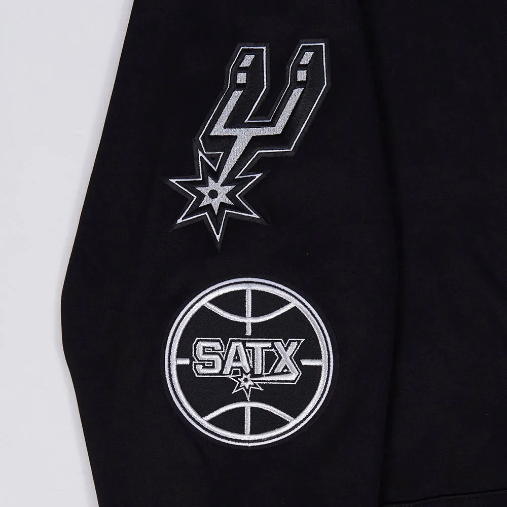 NBA SAN ANTONIO SPURS CLASSIC CHENILLE MEN'S DK FZ PO HOODIE (BLACK)