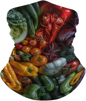 Neck Gaiter for Women Men Colorful Vegetable Pattern Bandana Balaclava Face Mask Elastic Face Scarf Windproof Head Wrap Cooling Breathable Face Cover for Cycling Sports Outdoor