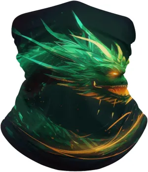 Neck Gaiter for Women Men Green Dragon Bandana Balaclava Face Mask Elastic Face Scarf Windproof Head Wrap Cooling Breathable Face Cover for Cycling Sports Outdoor
