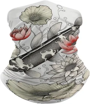 Neck Gaiter for Women Men Japanese Carp Bandana Balaclava Face Mask Elastic Face Scarf Windproof Head Wrap Cooling Breathable Face Cover for Cycling Sports Outdoor