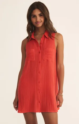 New Light Gauze Mini Dress in Cabana Red Flawless Waistband Multipurpose New Light Gauze Mini Dress in Cabana Red
