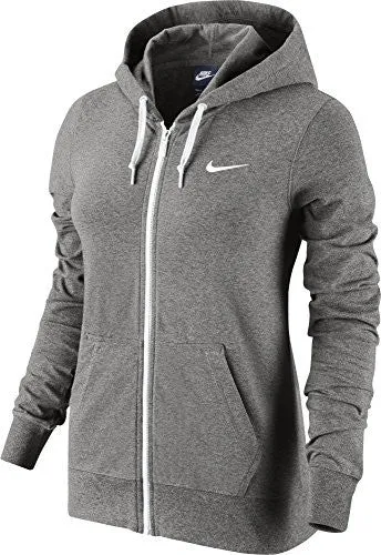 New Nike Women's Jersey Full-Zip Hoodie Dk Grey Heather/White/White X-Large