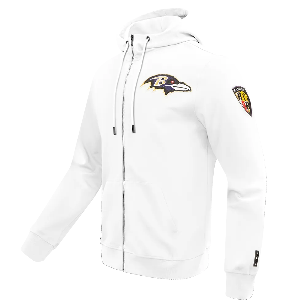 NFL BALTIMORE RAVENS CLASSIC CHENILLE DK FZ PO HOODIE (WHITE)