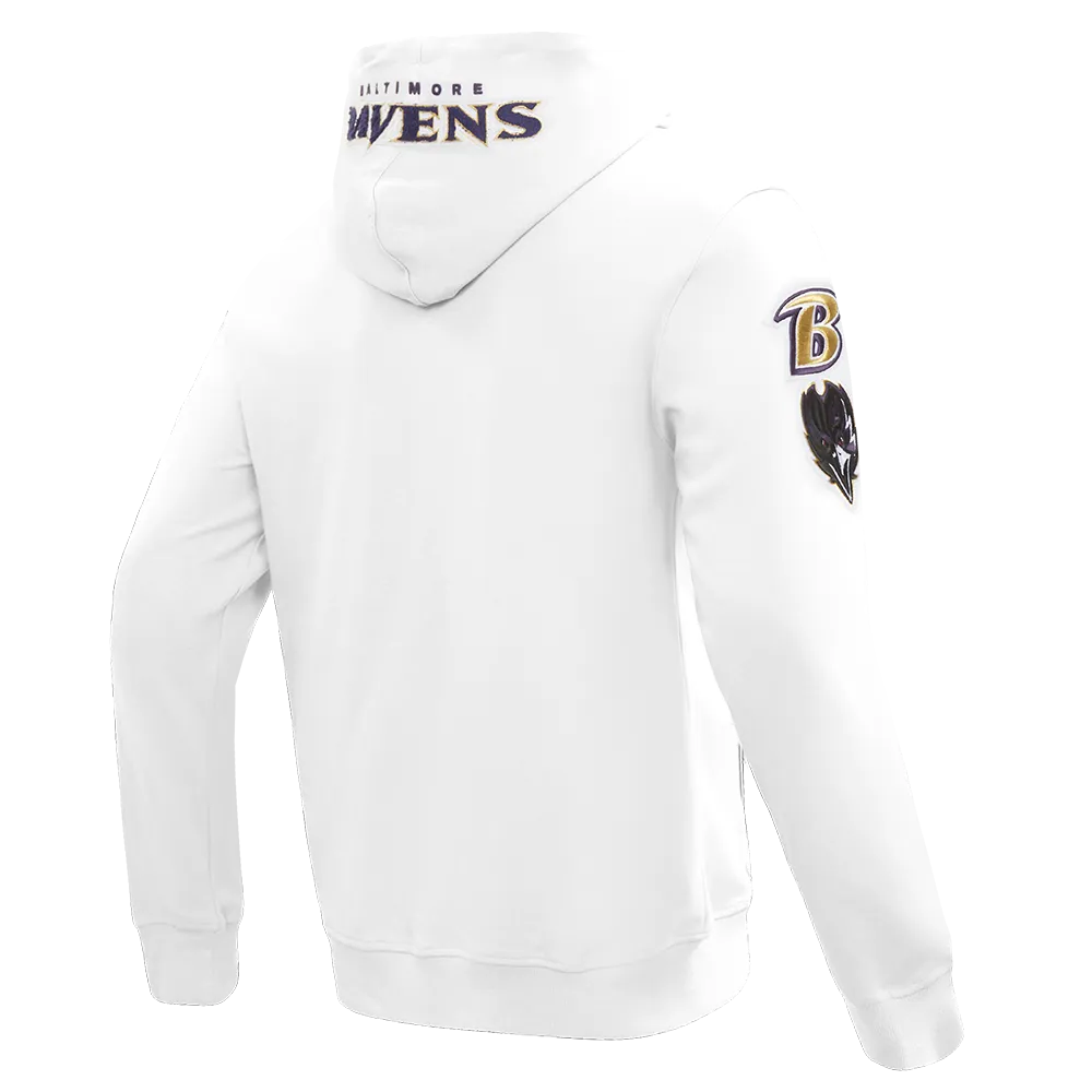 NFL BALTIMORE RAVENS CLASSIC CHENILLE DK FZ PO HOODIE (WHITE)