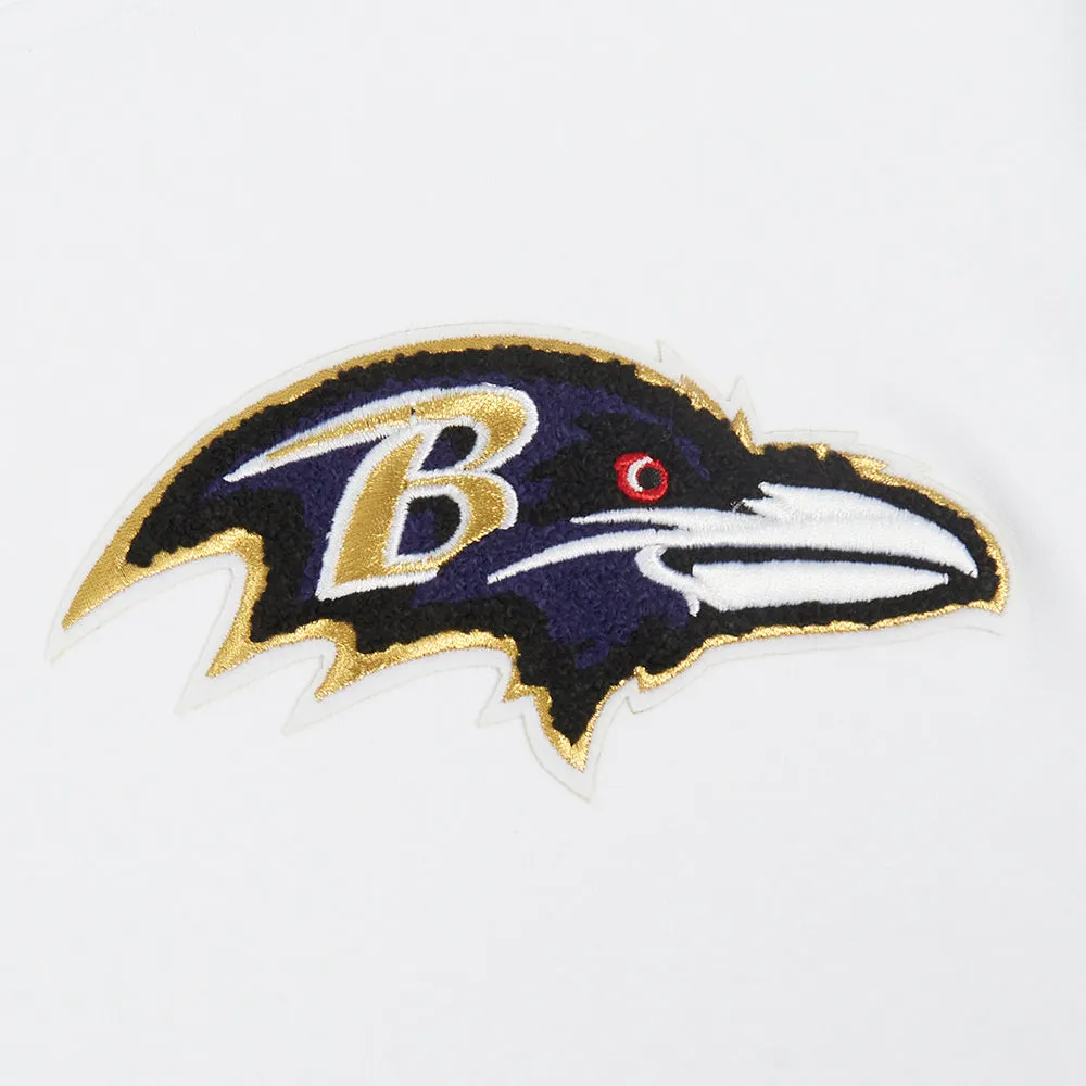 NFL BALTIMORE RAVENS CLASSIC CHENILLE DK FZ PO HOODIE (WHITE)