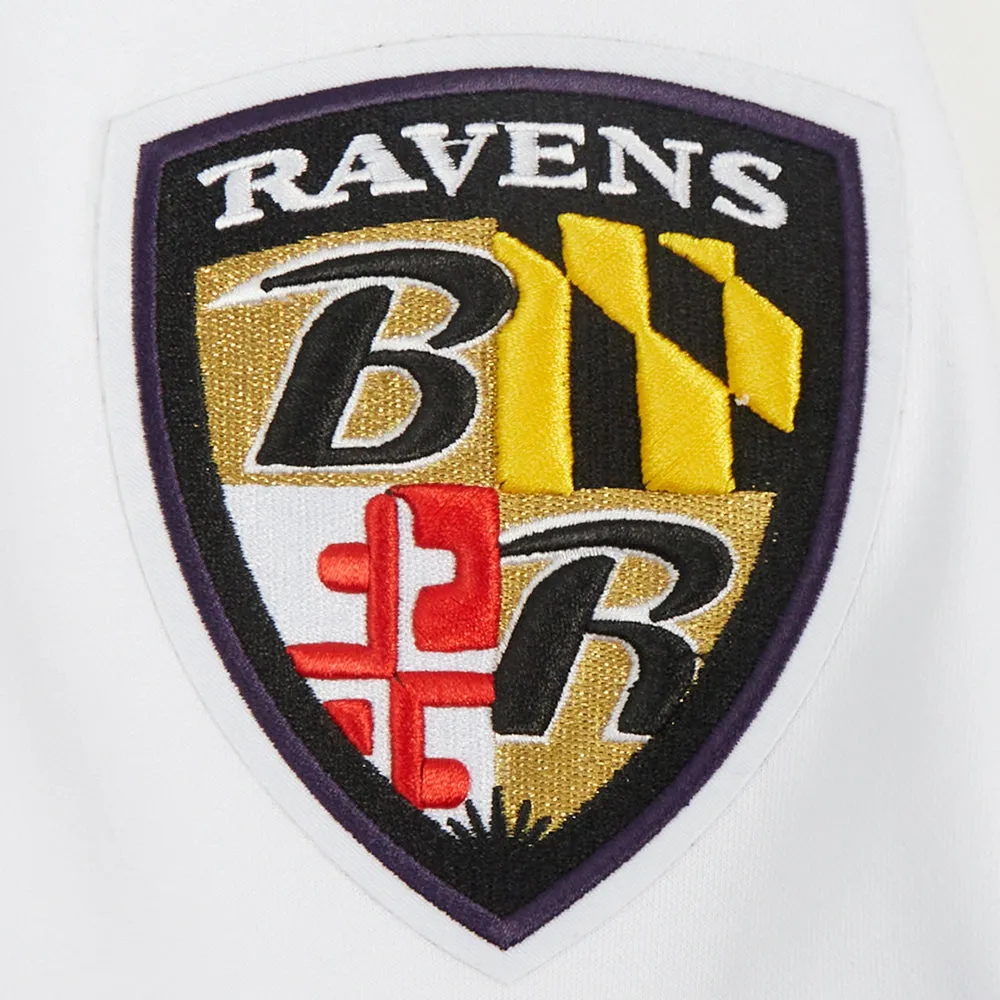 NFL BALTIMORE RAVENS CLASSIC CHENILLE DK FZ PO HOODIE (WHITE)
