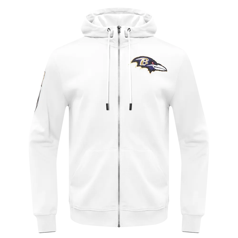 NFL BALTIMORE RAVENS CLASSIC CHENILLE DK FZ PO HOODIE (WHITE)