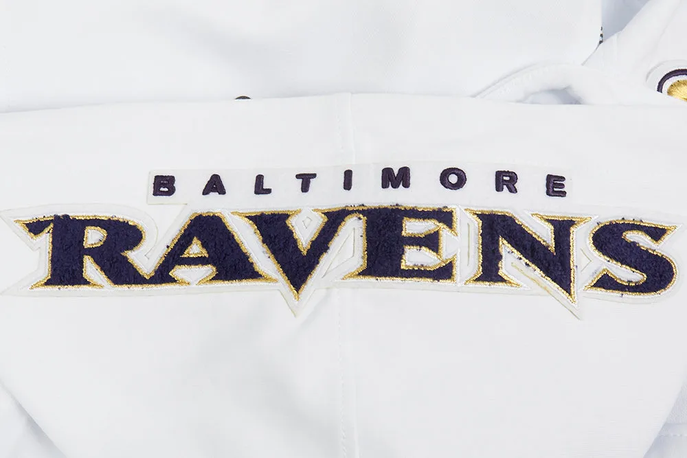 NFL BALTIMORE RAVENS CLASSIC CHENILLE DK FZ PO HOODIE (WHITE)