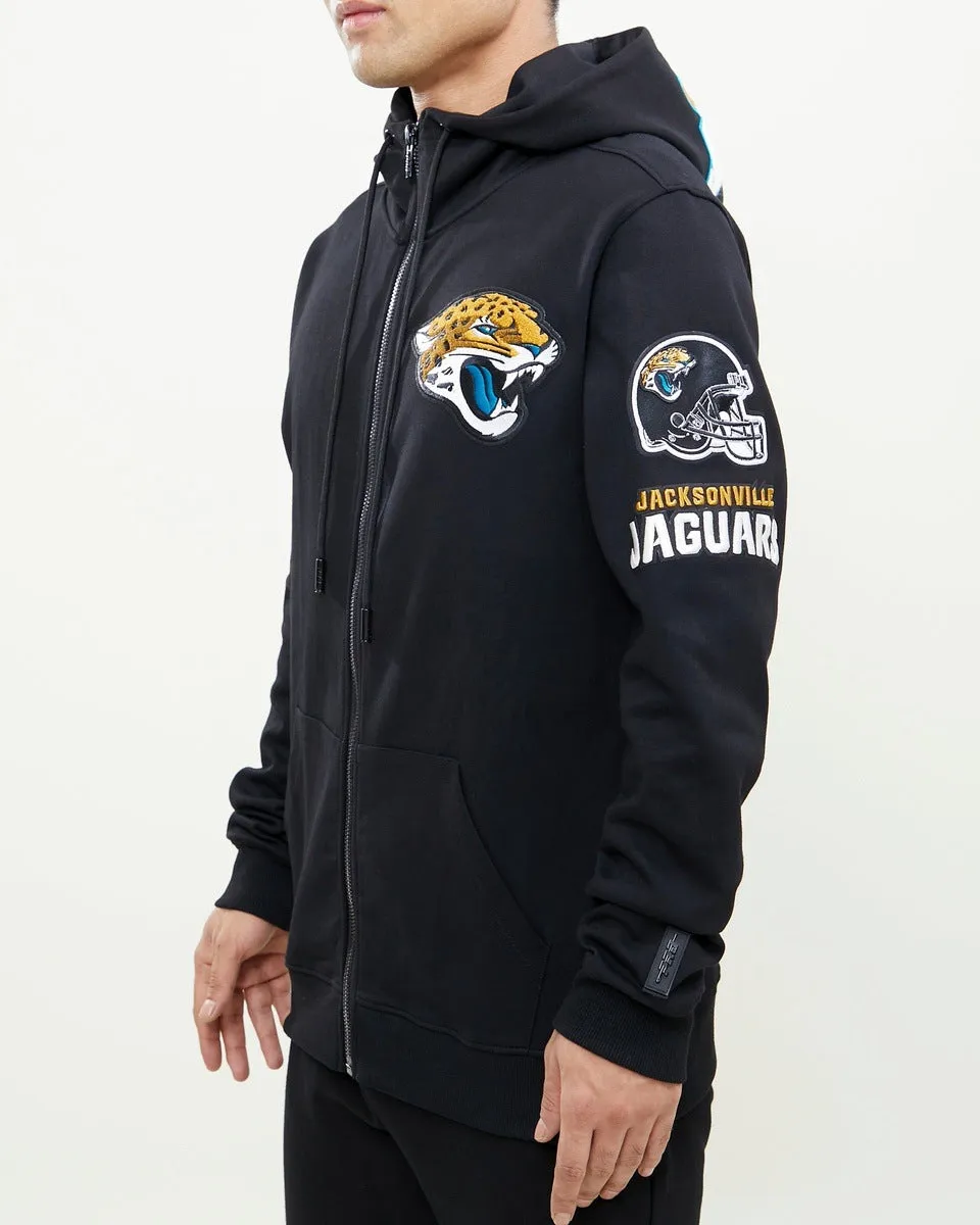 NFL JACKSONVILLE JAGUARS CLASSIC CHENILLE MEN'S FZ PO HOODIE (BLACK)