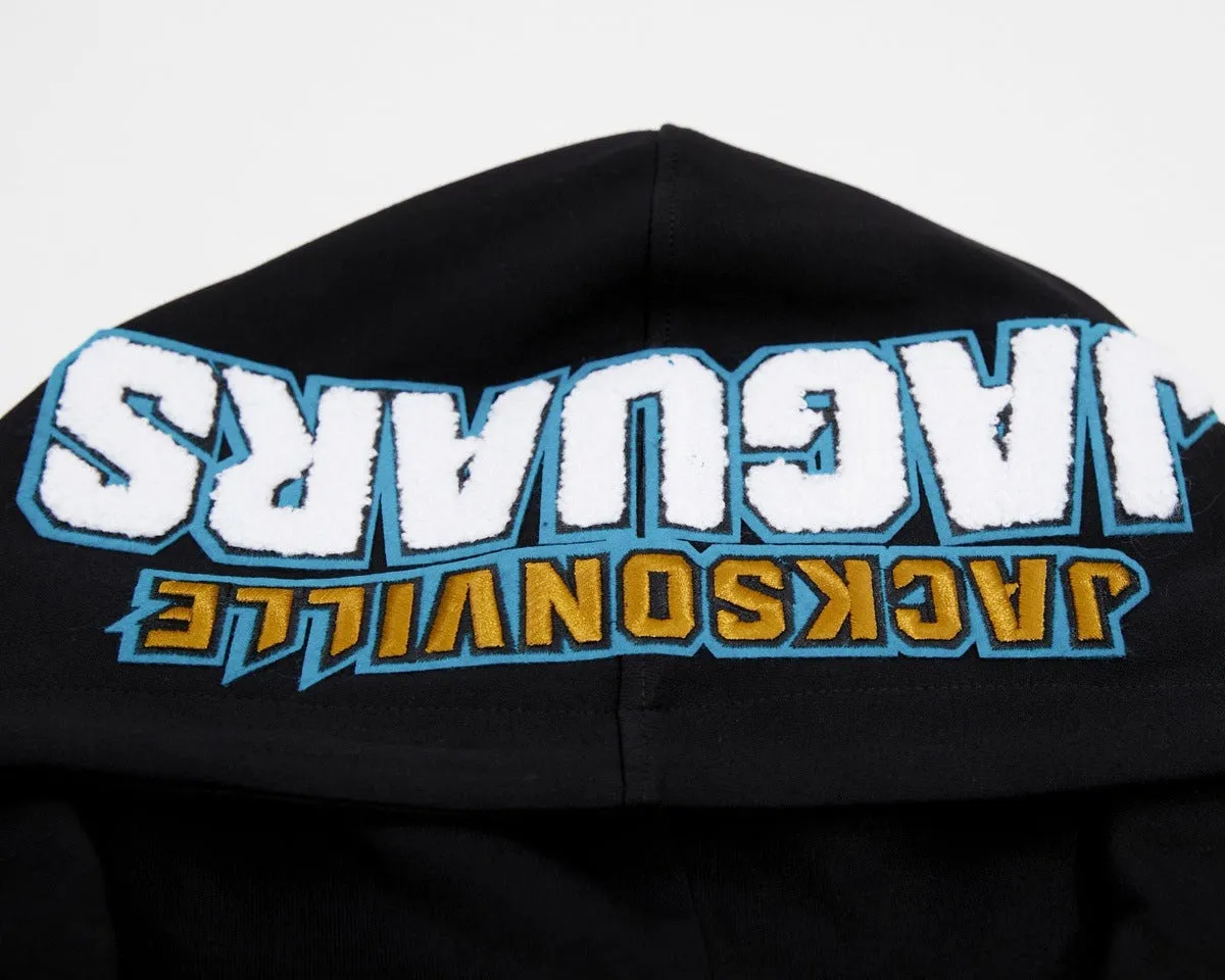 NFL JACKSONVILLE JAGUARS CLASSIC CHENILLE MEN'S FZ PO HOODIE (BLACK)