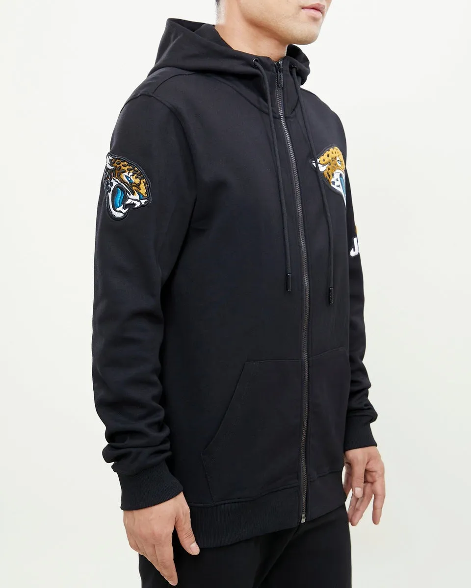 NFL JACKSONVILLE JAGUARS CLASSIC CHENILLE MEN'S FZ PO HOODIE (BLACK)