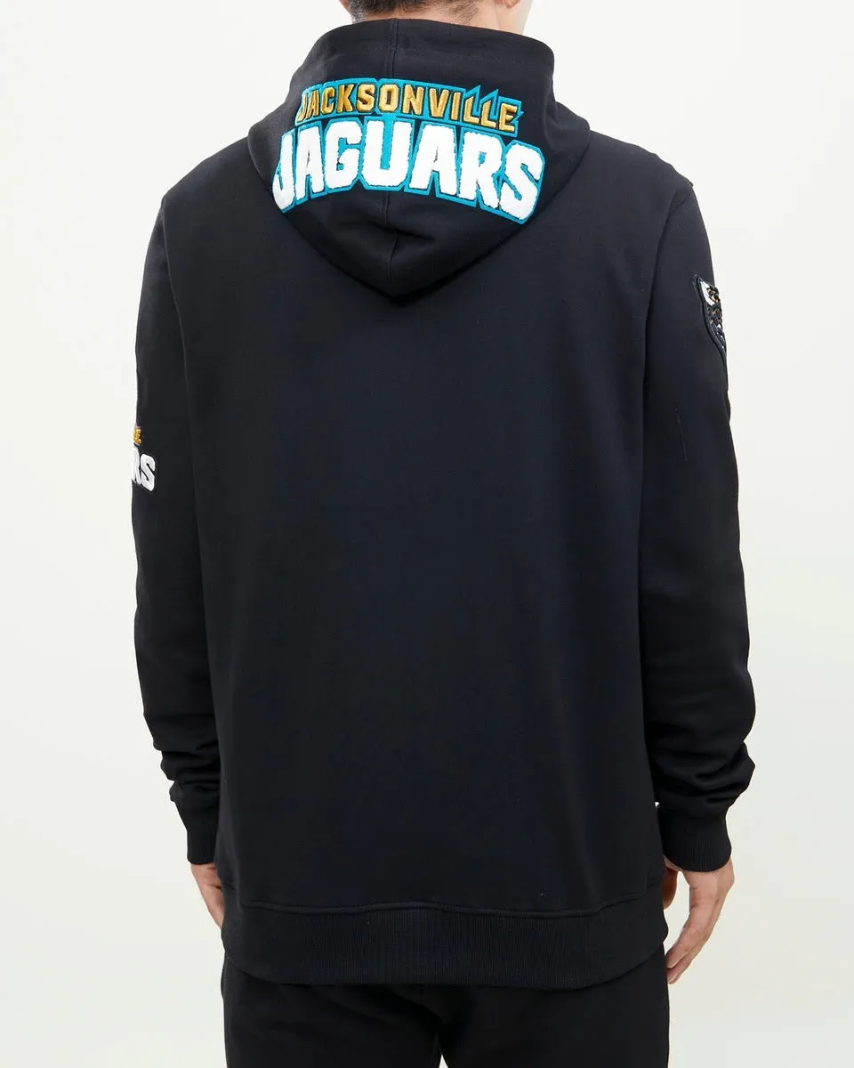 NFL JACKSONVILLE JAGUARS CLASSIC CHENILLE MEN'S FZ PO HOODIE (BLACK)