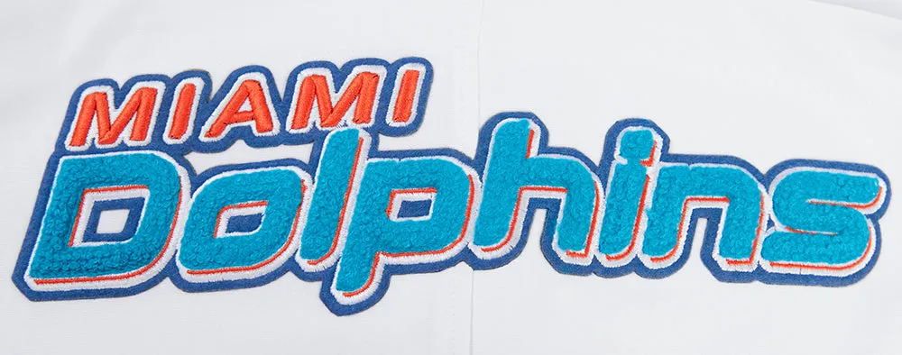NFL MIAMI DOLPHINS CLASSIC CHENILLE MEN'S DK FZ PO HOODIE (WHITE)