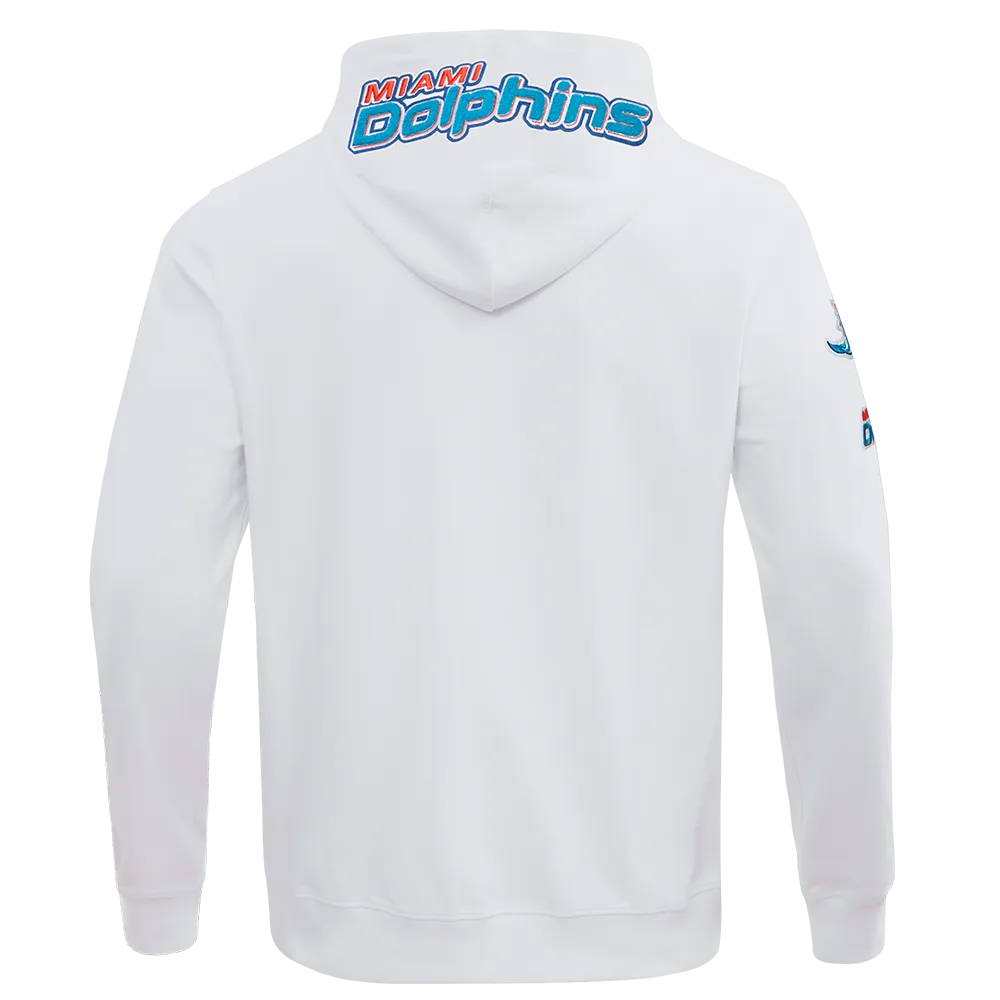 NFL MIAMI DOLPHINS CLASSIC CHENILLE MEN'S DK FZ PO HOODIE (WHITE)