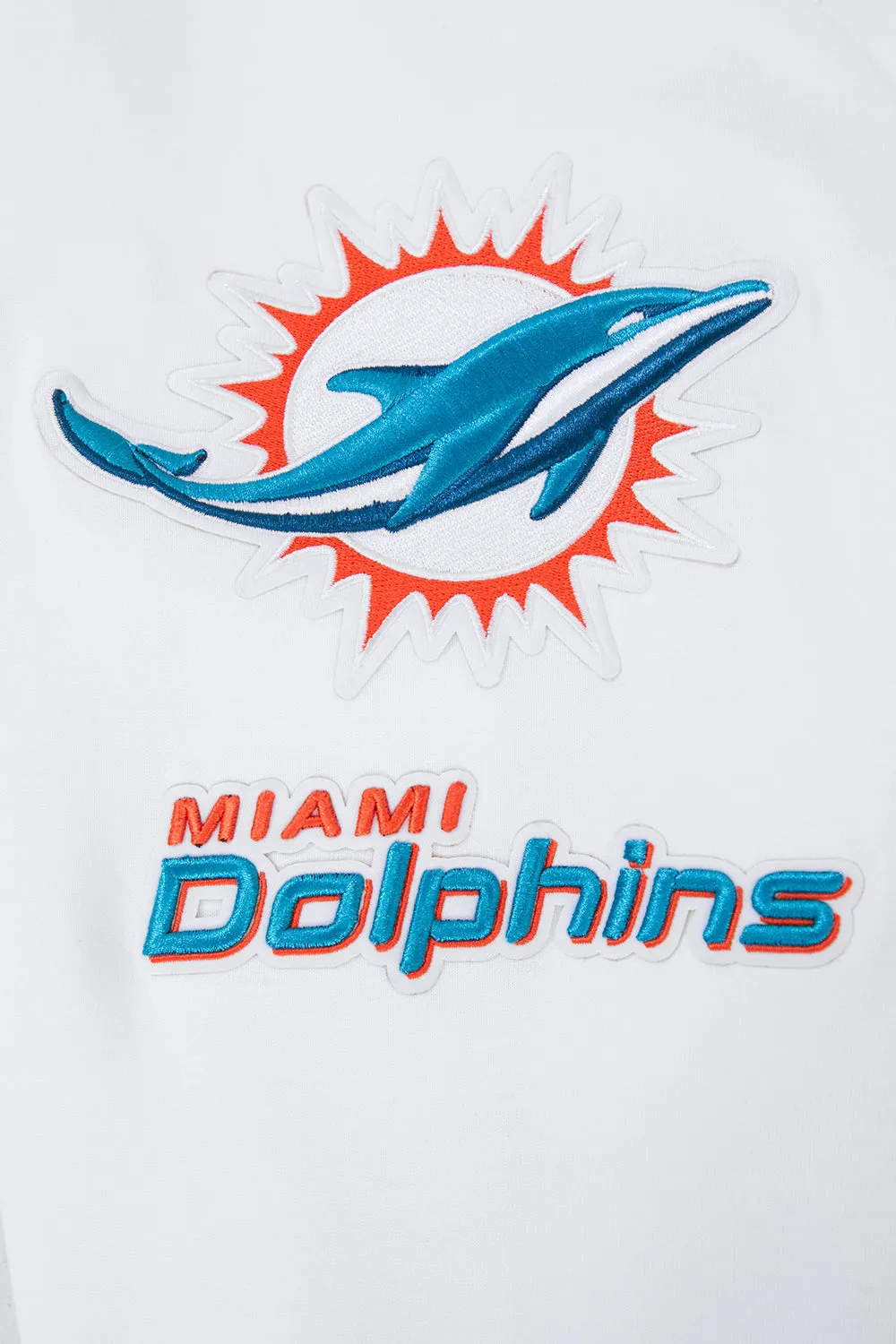 NFL MIAMI DOLPHINS CLASSIC CHENILLE MEN'S DK FZ PO HOODIE (WHITE)