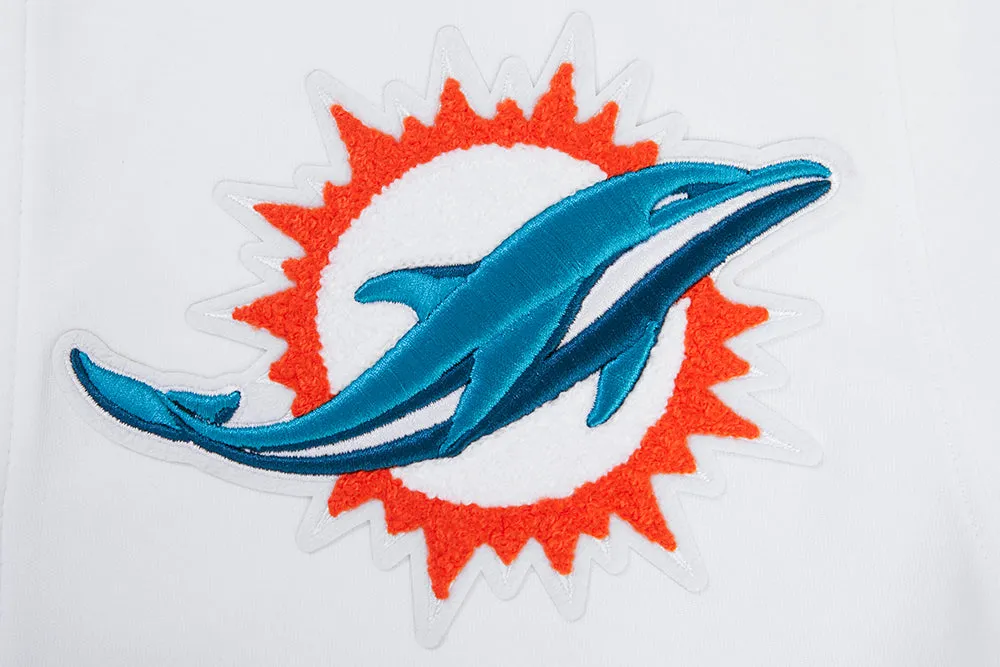 NFL MIAMI DOLPHINS CLASSIC CHENILLE MEN'S DK FZ PO HOODIE (WHITE)